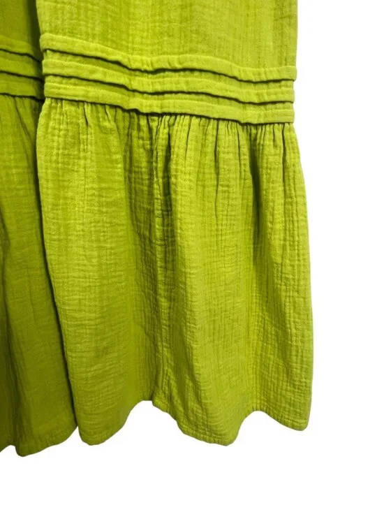 Boden Lime Green Cotton Midi Dress Empire Waist Puff Sleeve 2R - Picture 7 of 12